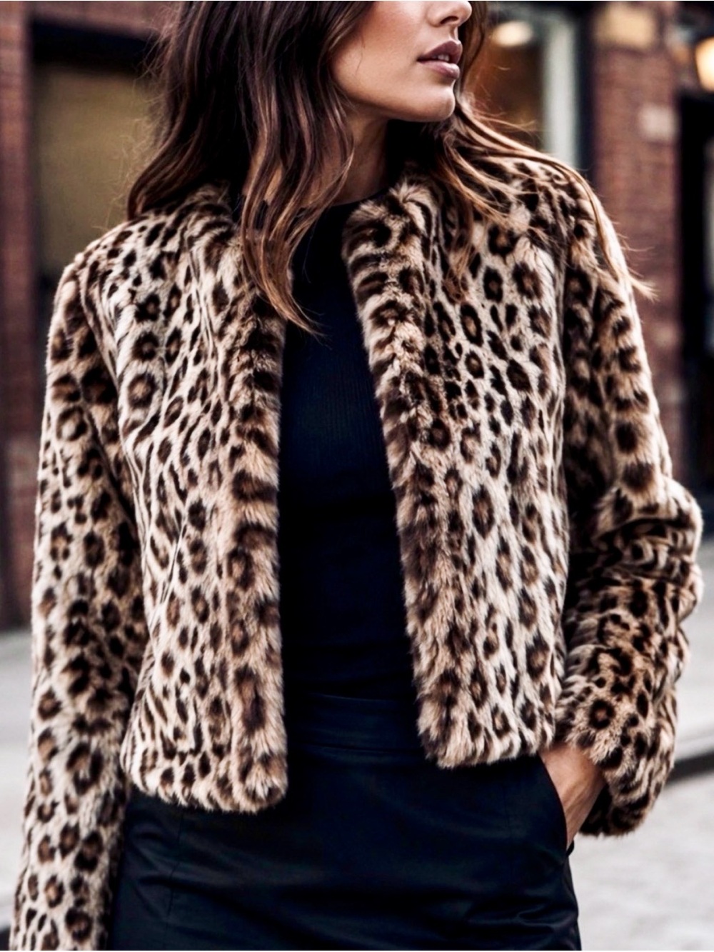 Trouvé Leopard Faux Fur Jacket Coat Medium